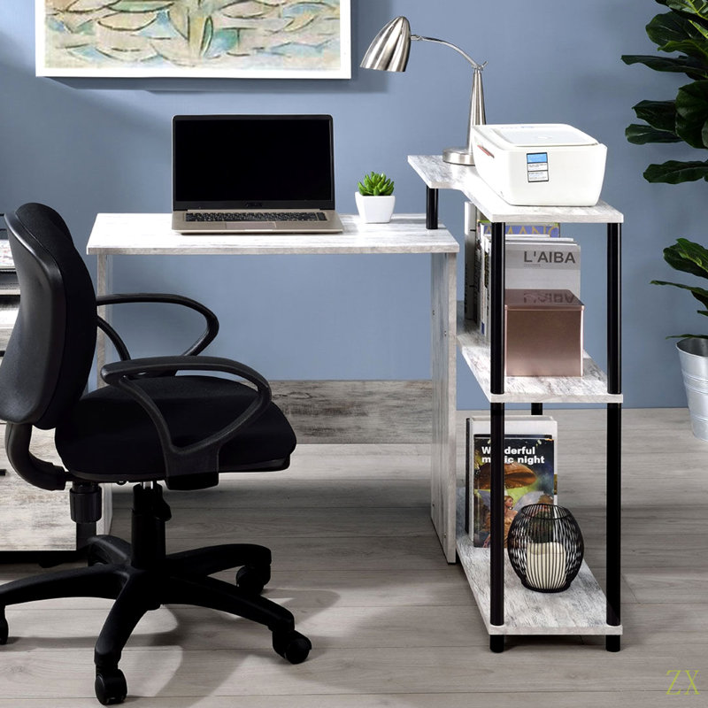 17 Stories Rectangular Writing Desk With Side Shelf | Wayfair
